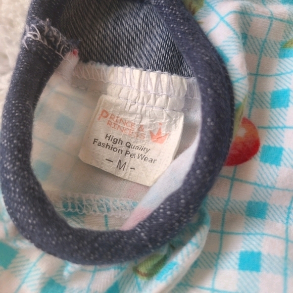 Dog Dress Blue Plaid Ruffle & Cherries - Picture 7 of 8